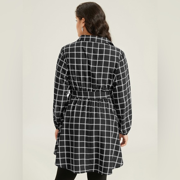 Size 18 - 20 2x Plaid Button Up Belted High Low Hem Blouse by BloomChic - Picture 6 of 8